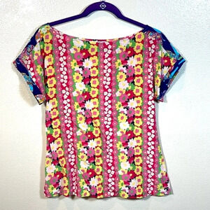 Lilly Pulitzer silk Short Sleeve floral blouse size small
